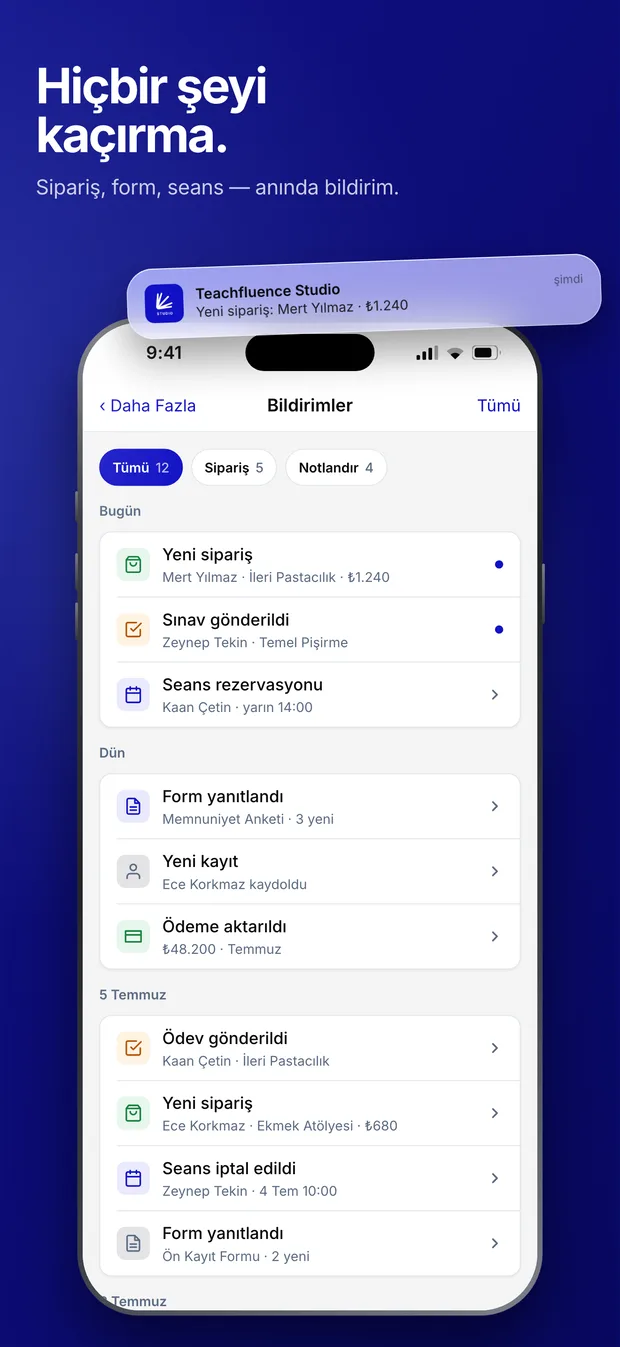 Notifications, Teachfluence Studio screenshot